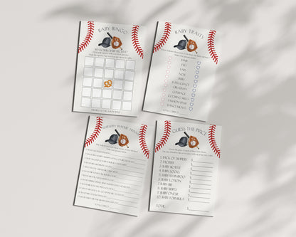 Baseball Baby Shower Games Bundle Printable Template, Little Rookie Theme Shower for Boy, Little Slugger Sprinkle Grand Slam Co-Ed Shower