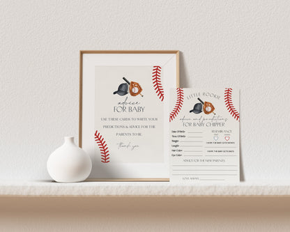 Baseball Advice for Baby Cards Printable Template, Little Rookie Theme Shower for Boy, Little Slugger Sprinkle for Grand Slam Co-Ed Shower