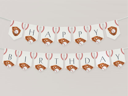 Baseball Happy Birthday Banner Printable Template, Little Rookie Theme Birthday for Boy, Little Slugger Party for Grand Slam Birthday Decor