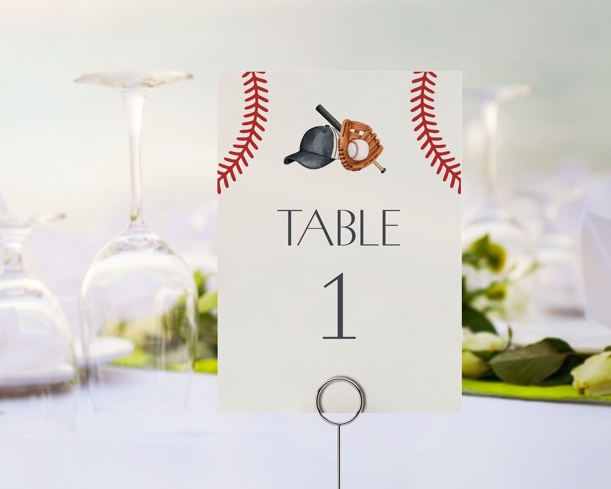 Baseball Banquet Table Number Printable Template, Little Rookie Theme Boy Birthday Party, Little Slugger Baby Shower for Grand Slam Party