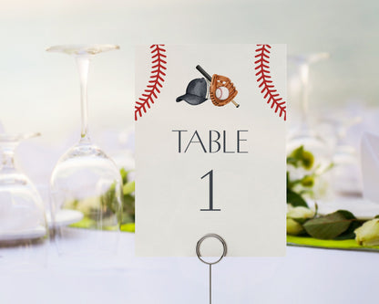 Baseball Banquet Table Number Printable Template, Little Rookie Theme Boy Birthday Party, Little Slugger Baby Shower for Grand Slam Party