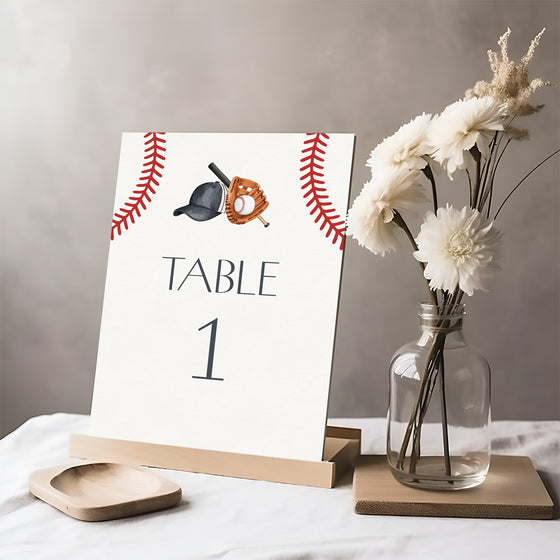 Baseball Banquet Table Number Printable Template, Little Rookie Theme Boy Birthday Party, Little Slugger Baby Shower for Grand Slam Party