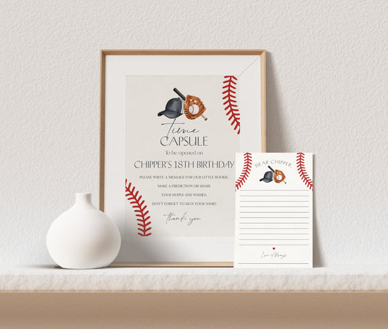 Baseball Time Capsule Printable Template, Little Rookie Theme 1st Birthday for Boy, Little Slugger Party for Grand Slam Birthday Decor