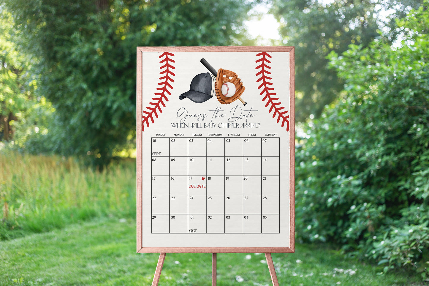 Baseball Baby Shower Guess the Date Game Template, Little Rookie Theme Shower for Boy, Little Slugger Sprinkle for Grand Slam Co-Ed Shower