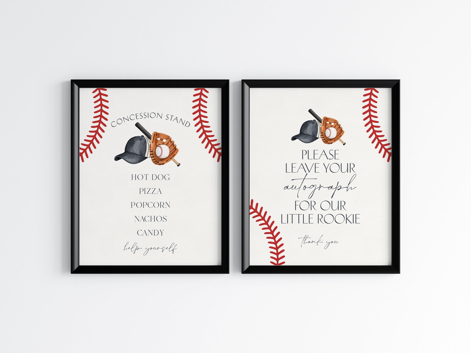 Baseball Concession Stand and Autograph My Baseball Sign, Little Rookie Theme Boy Birthday Party Little Slugger Baby Shower Grand Slam