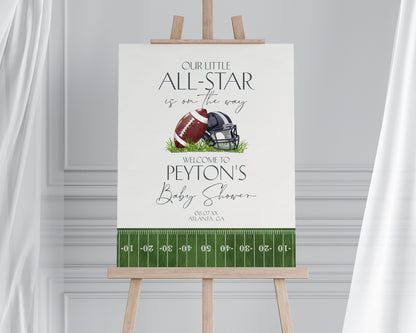 Football Baby Shower Welcome Sign Printable Template, Little All-Star Theme Shower for Boy, Little Rookie Sprinkle Touch Down Co-Ed Shower