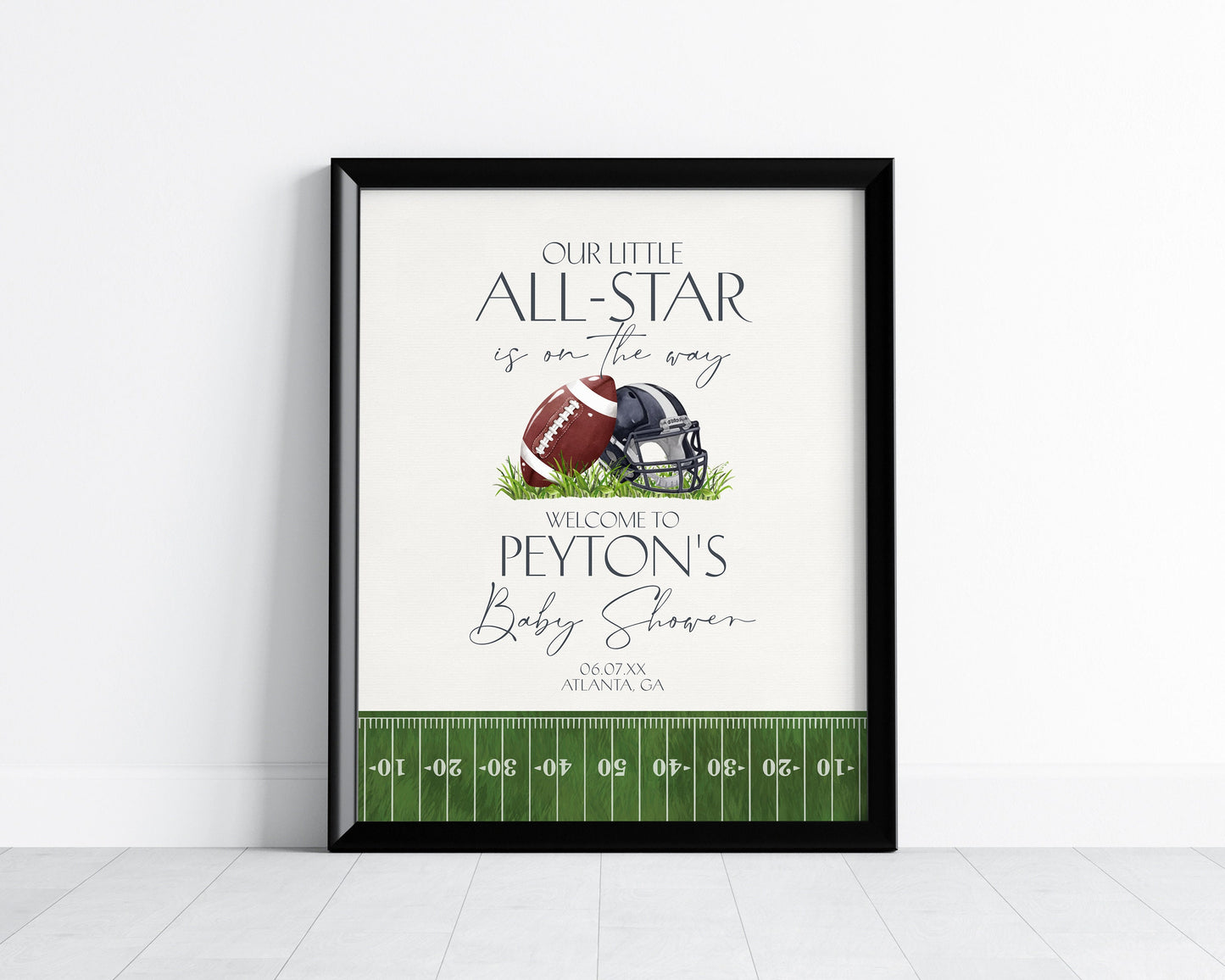 Football Baby Shower Welcome Sign Printable Template, Little All-Star Theme Shower for Boy, Little Rookie Sprinkle Touch Down Co-Ed Shower