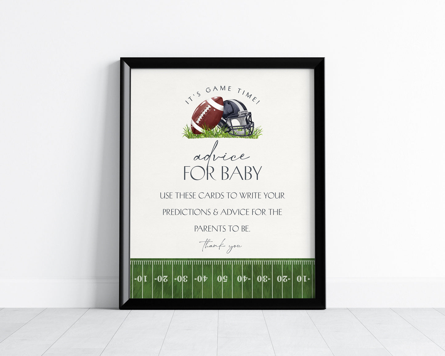 Football Advice for Baby Cards Printable Template, Little All-Star Theme Shower for Boy, Little Rookie Sprinkle for Touchdown Co-Ed Shower