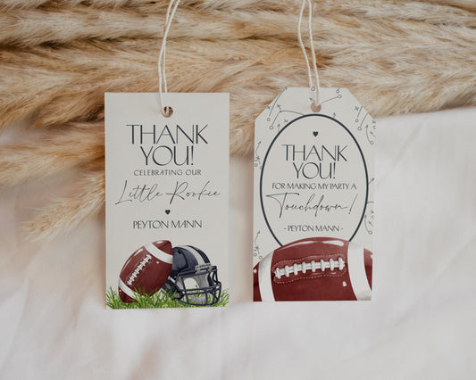 Football Favor Tags Printable Template, Little All-Star Theme Birthday Party for Boy, Little Rookie Baby Shower for Touch Down Party