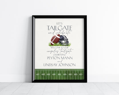 Football Couples Shower Welcome Sign Printable Template, Tailgate and Celebrate Coed Bridal Shower, Countdown to Kickoff Engagement Tailgate