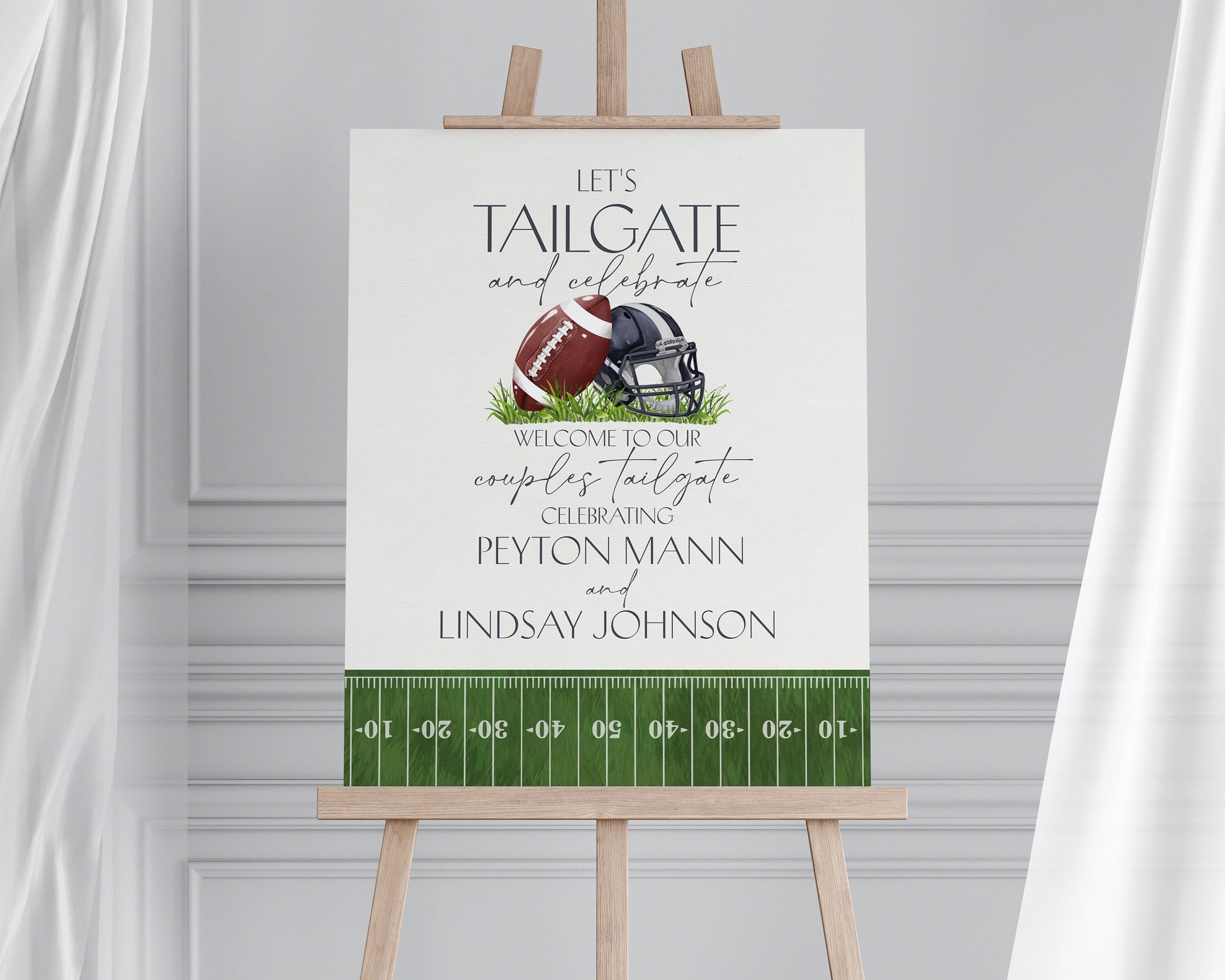 Football Couples Shower Welcome Sign Printable Template, Tailgate and Celebrate Coed Bridal Shower, Countdown to Kickoff Engagement Tailgate