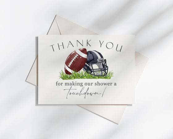 Football Couples Shower Thank You Card Printable Template, Tailgate & Celebrate Coed Bridal Shower Countdown to Kickoff Engagement Tailgate