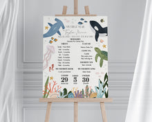  One-der the Sea First Year Milestone Sign Printable Template, Under the Sea First Birthday, Nautical Ocean Party Decor for Boy Sea Life Bday