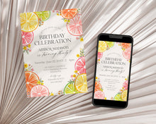  Citrus Floral Birthday Invitation Printable Template, Little Cutie Party Decor for Summer Birthday Party Decor, Mandarin Birthday Party
