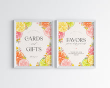  Citrus Floral Cards & Gifts and Favors Sign Printable Template, Coastal Birthday Decor for Summer Tropical Baby or Florida Bridal Shower