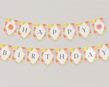  Citrus Floral Happy Birthday Banner Printable Template, Little Cutie Coastal Party Decor for Summer Tropical Birthday Party Decor