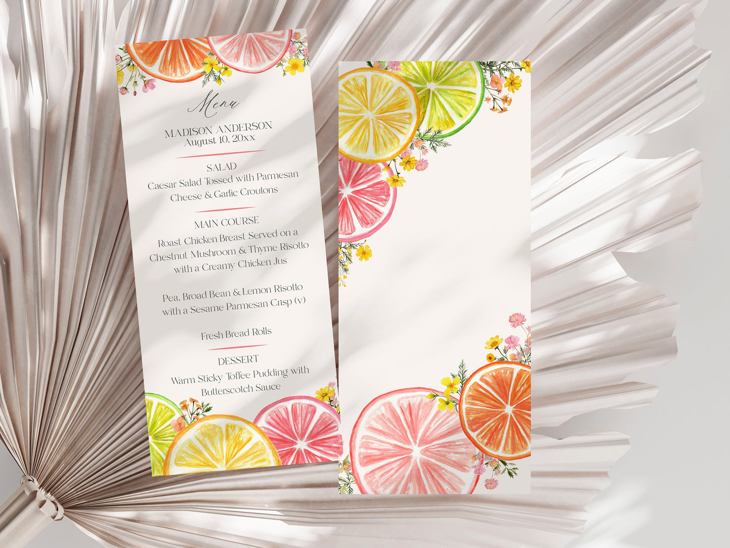 Citrus Floral Printable Wedding Menu Template, Main Squeeze Bridal Brunch for Summer Bridal Shower, Florida Bridal Shower Decor