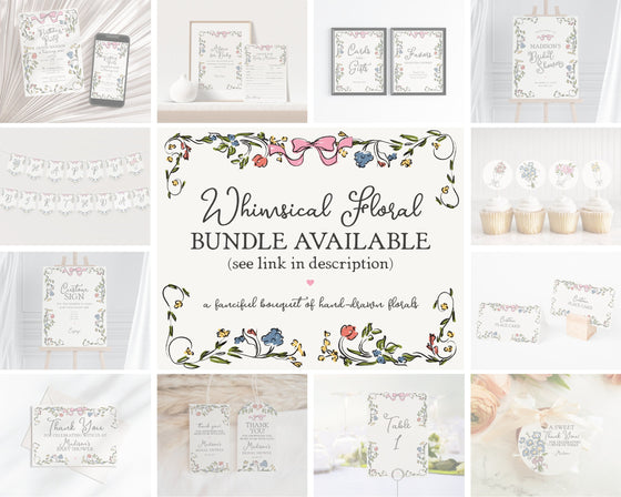 Whimsical Floral Bridal Shower Welcome Sign Printable Template, Hand Drawn Bridal Brunch, Retro French Garden Party Decor Illustrated Doodle