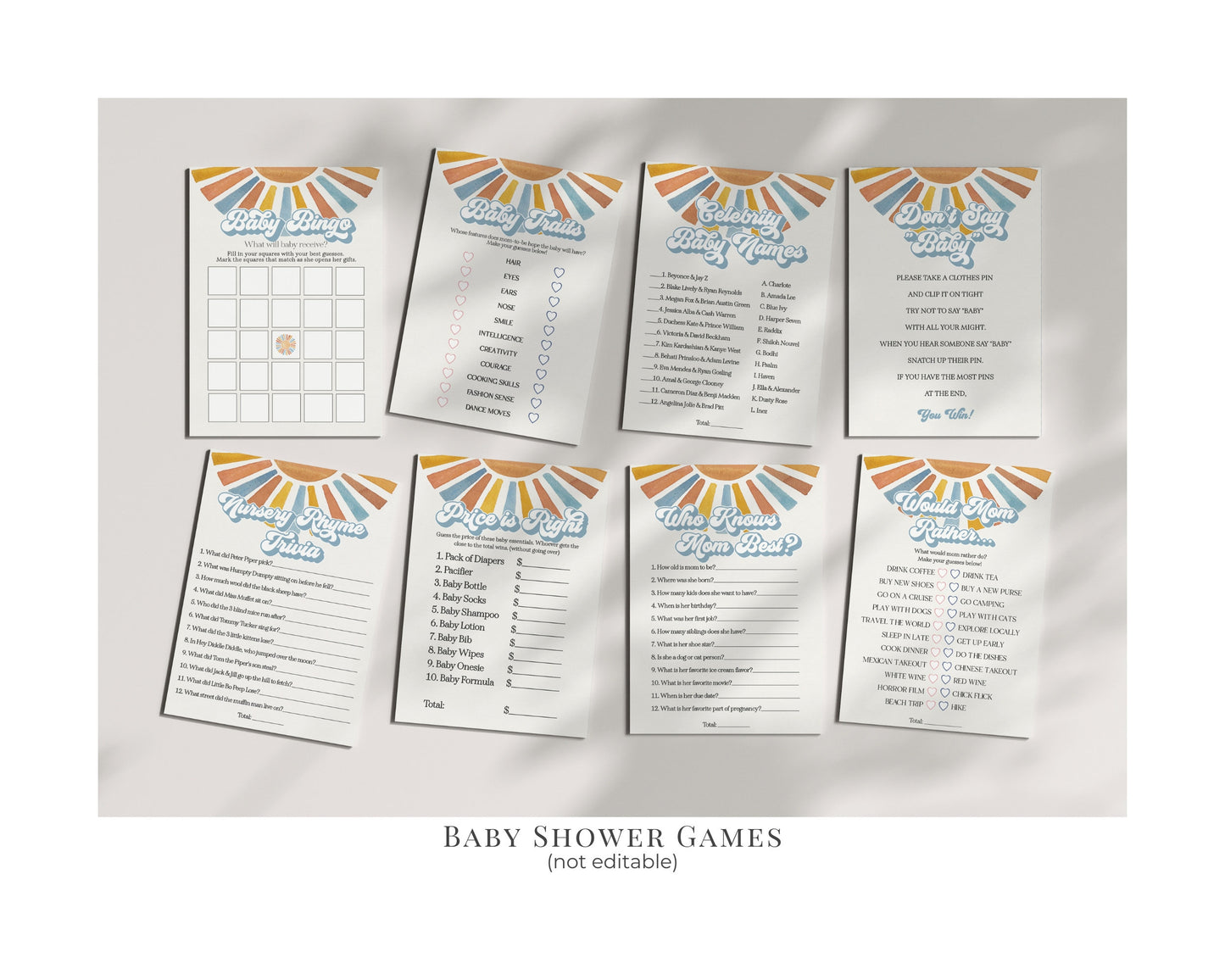 Here Comes The Son Baby Shower Printable Bundle, Ray of Sunshine Baby Sprinkle Decor for Boy Baby Shower, Little Ray of Sonshine Party Decor