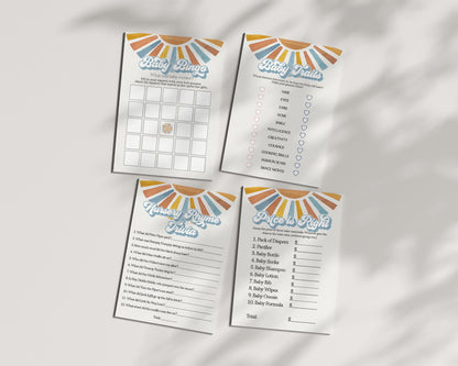 Here Comes The Son Baby Shower Games Set Printable Template, Sunshine Baby Sprinkle Decor for Boy Baby Shower, Little Ray of Sonshine Party