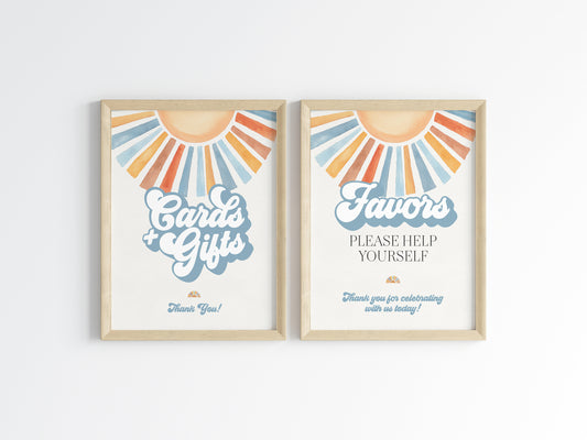 Here Comes The Son Cards & Gifts and Favors Sign Printable Template, Sunshine Baby Sprinkle Decor for Boy Baby Shower Little Ray of Sonshine