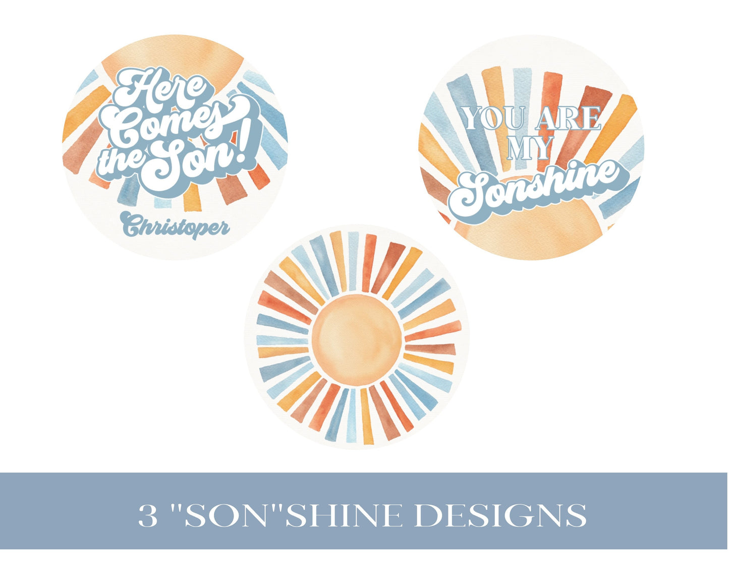 Here Comes The Son Baby Shower Cupcake Toppers Printable Template, Sunshine Baby Sprinkle Decor for Boy Baby Shower, Little Ray of Sonshine