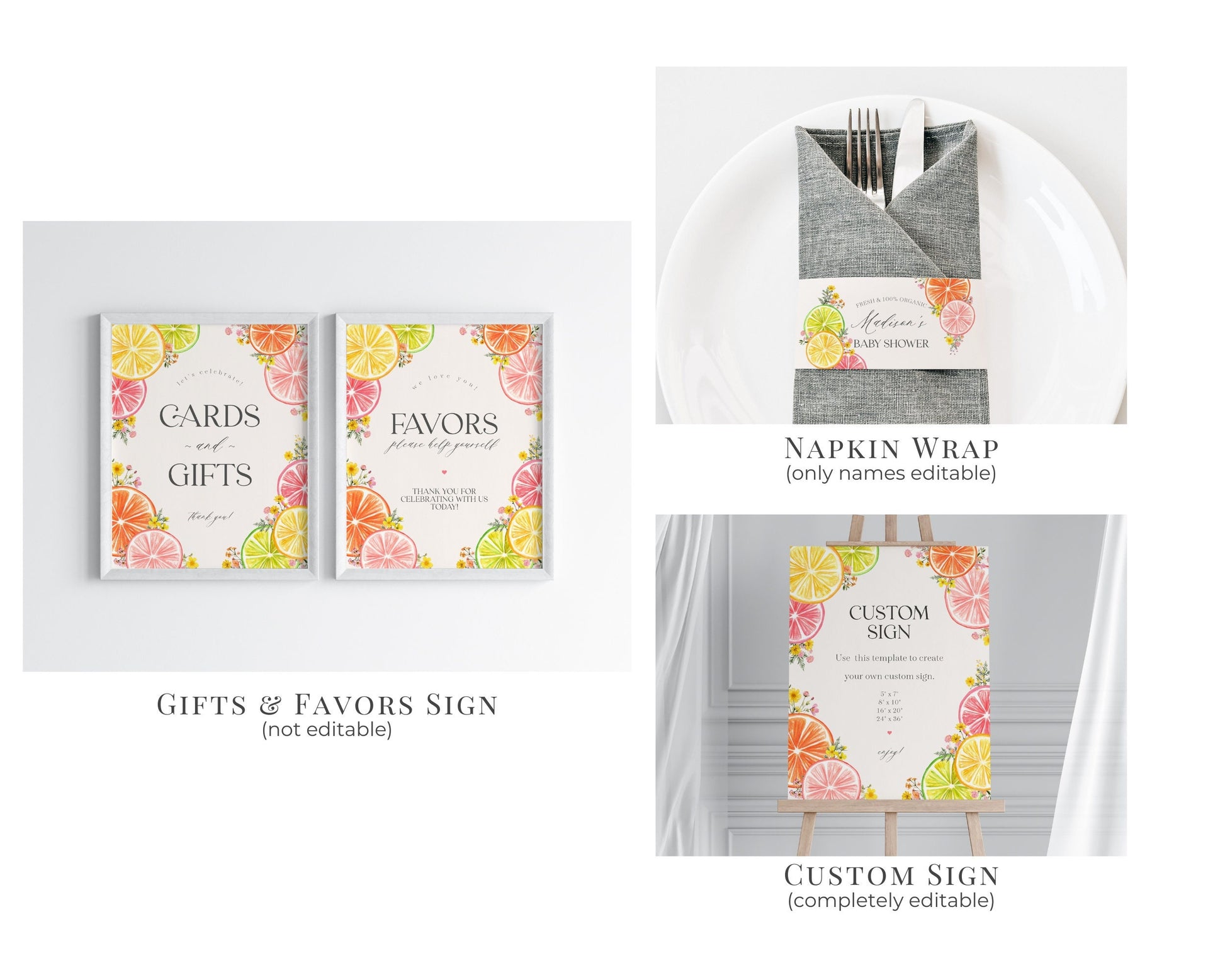 Citrus Floral Bridal Shower Printable Bundle, Main Squeeze Bridal Brunch for Summer Bridal Shower, Florida Bridal Shower Decor