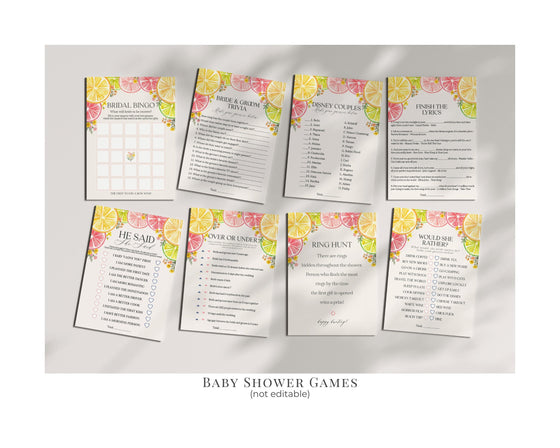 Citrus Floral Bridal Shower Printable Bundle, Main Squeeze Bridal Brunch for Summer Bridal Shower, Florida Bridal Shower Decor