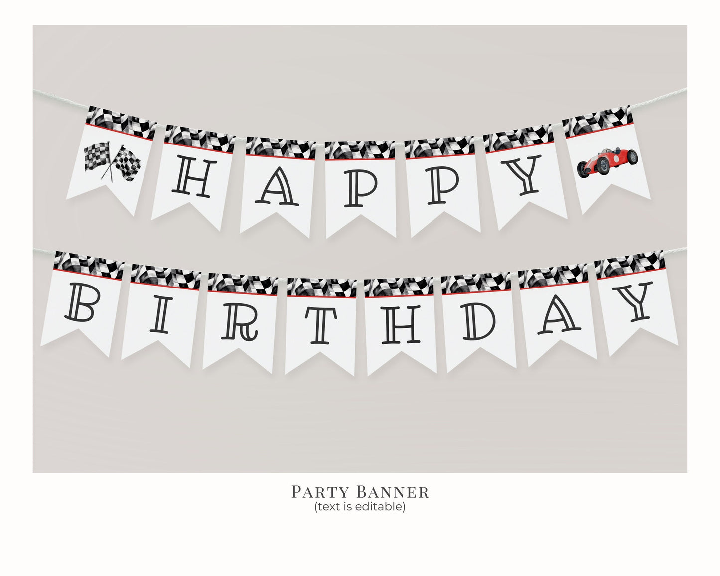 Red Race Car Second Birthday Bundle Template, two fast 2nd birthday bundle for boy, Second Lap Racing Retro Vintage Car Birthday