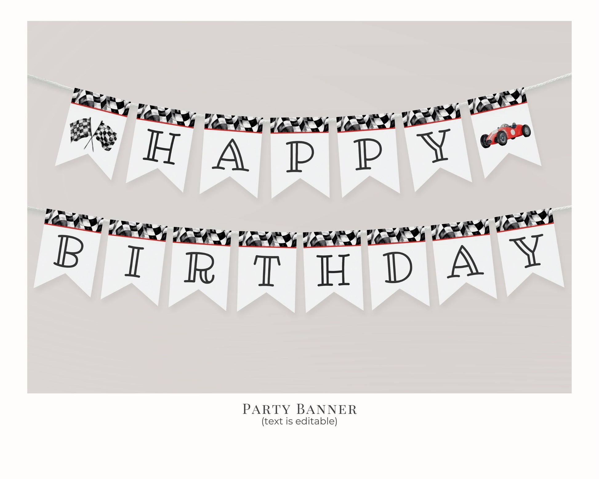 Red Race Car Birthday Bundle Template, instant download Race on over birthday bundle for boy, Editable Racing Retro Vintage Car Birthday