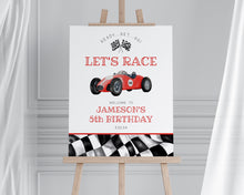  Red Race Car Birthday Welcome Sign Printable Template, instant download race on over birthday party template for boy, let's race
