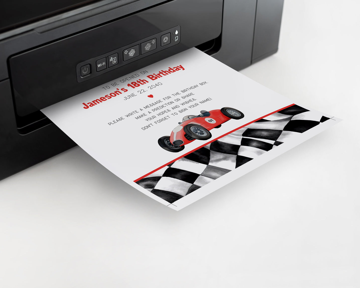 Red Race Car Time Capsule Printable Template, Race on Over Birthday Boy, Growing Up TWO Fast, Little Racer is a Fast ONE instant download