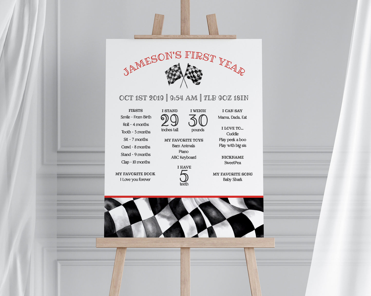 Red Race Car First Year Milestone Sign Instant Download, Little Racer is a Fast ONE First Birthday Milestone Sign Boy Birthday, Printable