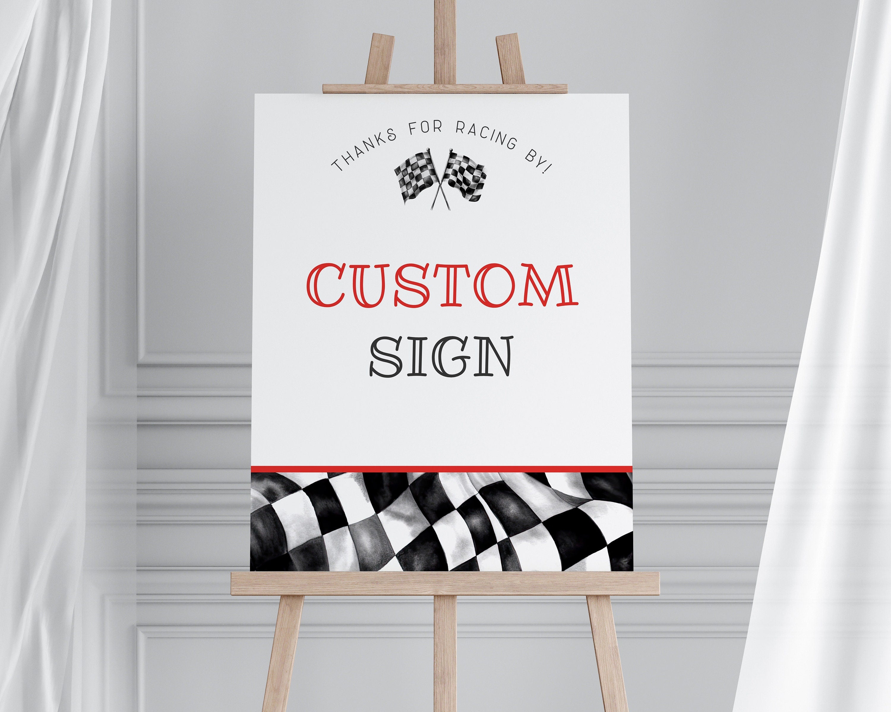 Customizable Car Rider Sign Red Race Car Custom Sign Printable Template – Wilde Peach Party