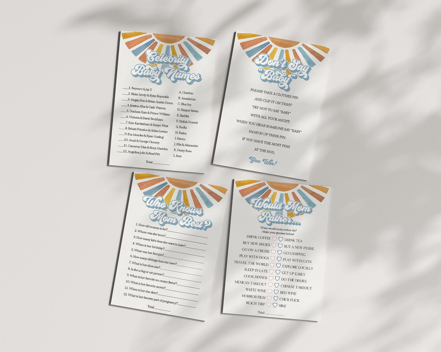 Here Comes The Son Baby Shower Games Set Printable Template, Sunshine Baby Sprinkle Decor for Boy Baby Shower, Little Ray of Sonshine Party