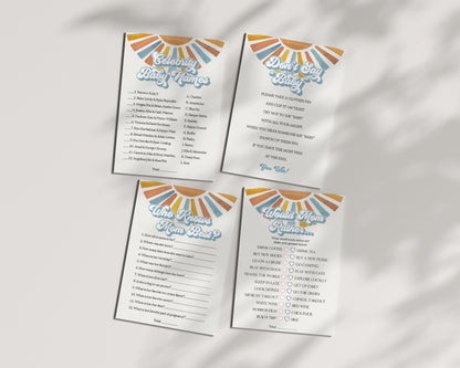 Here Comes The Son Baby Shower Games Set Printable Template, Sunshine Baby Sprinkle Decor for Boy Baby Shower, Little Ray of Sonshine Party