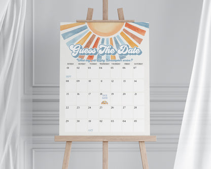 Here Comes The Son Baby Shower Guess the Date Game Template, Sunshine Baby Sprinkle Decor for Boy Baby Shower, Little Ray of Sonshine Party