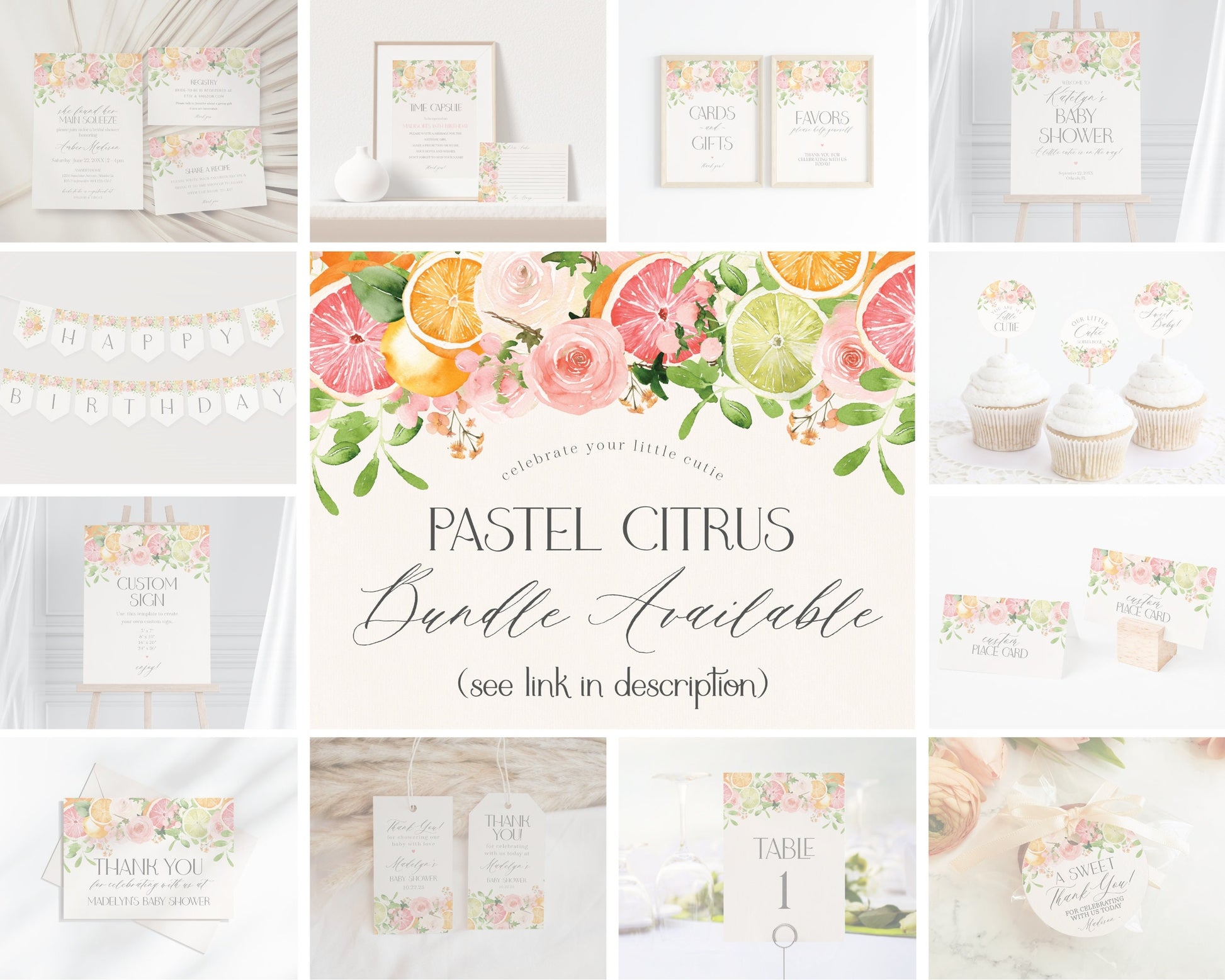 Pastel Citrus Baby Shower Guess the Date Game Template, Little Cutie Baby Sprinkle for Summer Baby Shower, Gender Neutral Tropical Shower