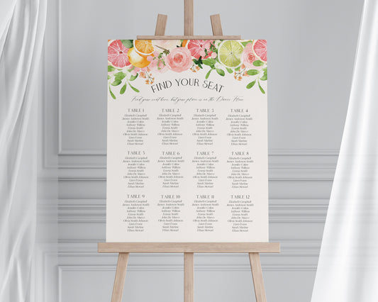 Pastel Citrus Seating Chart Poster Printable Template