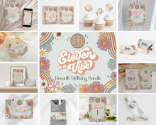  Eleven is a Vibe Groovy Floral Eleventh Birthday Bundle Template, boho hippie invite for girl, 11th birthday party retro groovy party pack