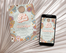  Six-ties Spirit Groovy Floral 6th Birthday Invitation Template, six is a vibe third birthday party invite retro 70s disco party