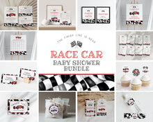  Red Race Car Baby Shower Bundle Template, digital files for baby shower for boy, printable retro vintage race car party decor, race on over