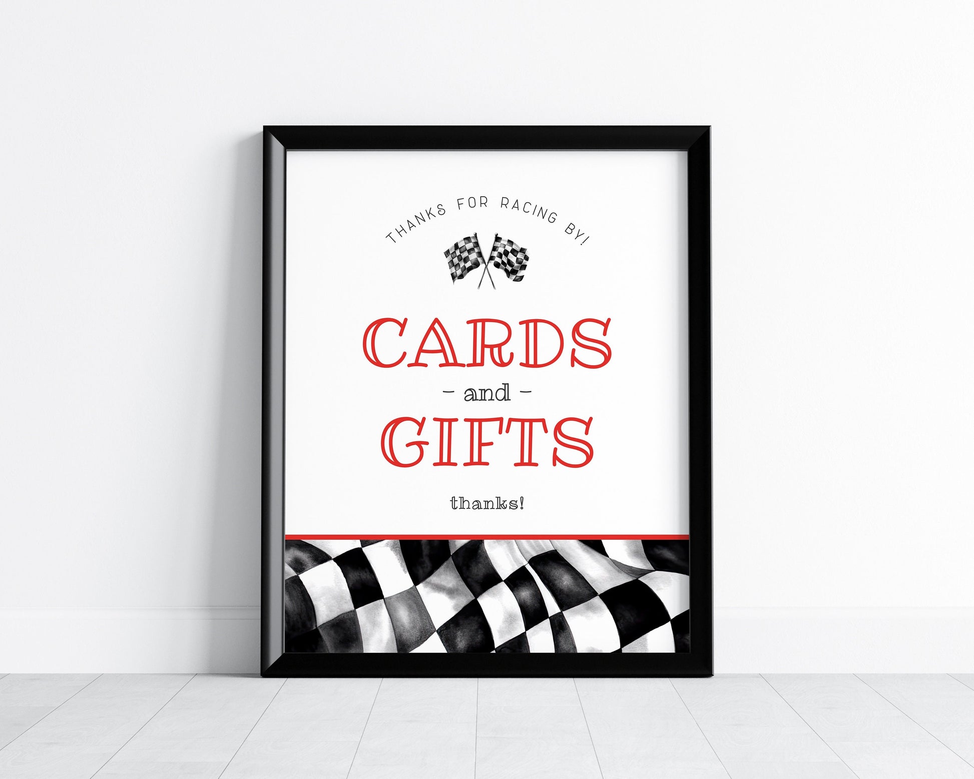 Red Race Car Cards and Gifts Sign and Favors Sign Instant Download, Race on Over Baby Shower or Birthday Party for Boy, Two Fast, Fast One