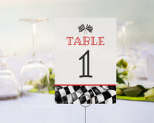 Red Race Car Table Number Printable Template, Little Racer baby shower or birthday party for boy, Race on Over TWO Fast, Fast ONE Birthday