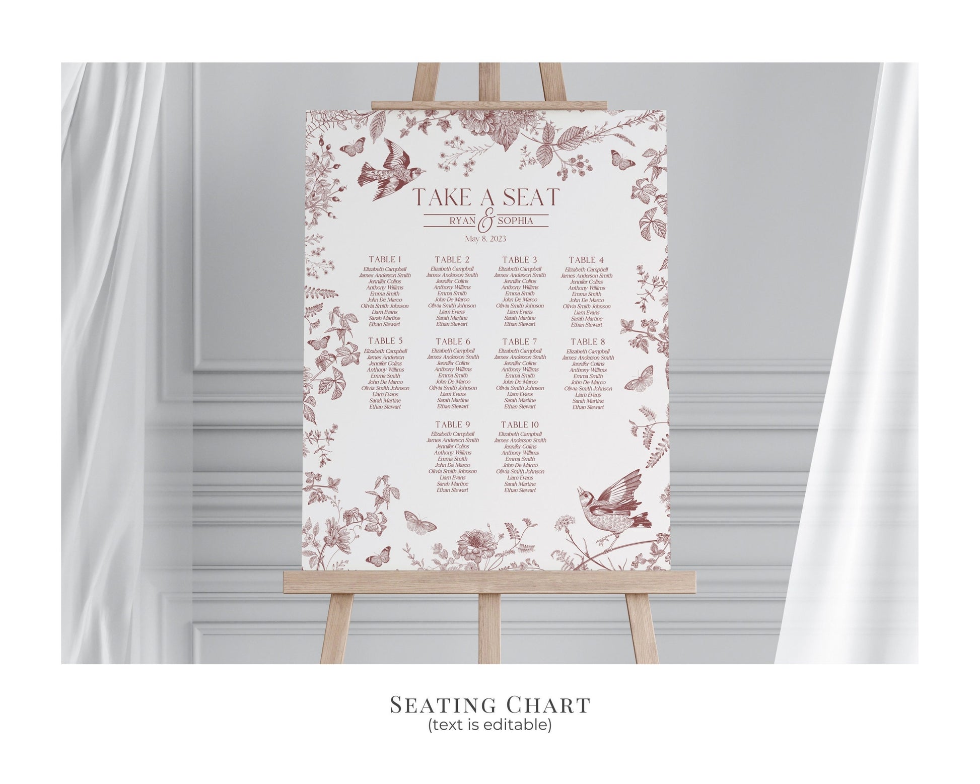 Fall Toile Bridal Shower Bundle Printable Template, Autumn Burgundy Chinoiserie Bridal Shower September October Wedding French Toile De Jouy