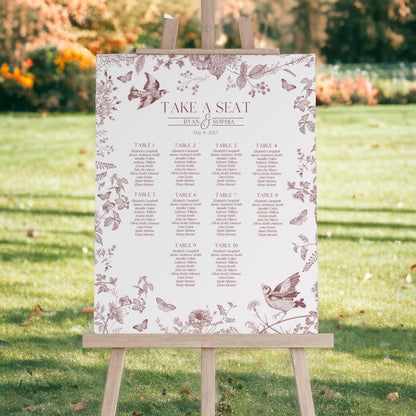 Fall Toile Wedding Seating Chart Printable Template