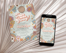  Four-ever Groovy Floral 4th Birthday Invitation Template, four is a vibe third birthday party invite retro 70s disco party