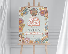  Six is a Vibe Sixties Spirit Groovy Floral 6th Birthday Welcome Sign Template, retro 70s Birthday, groovy girl hippie sixth birthday party