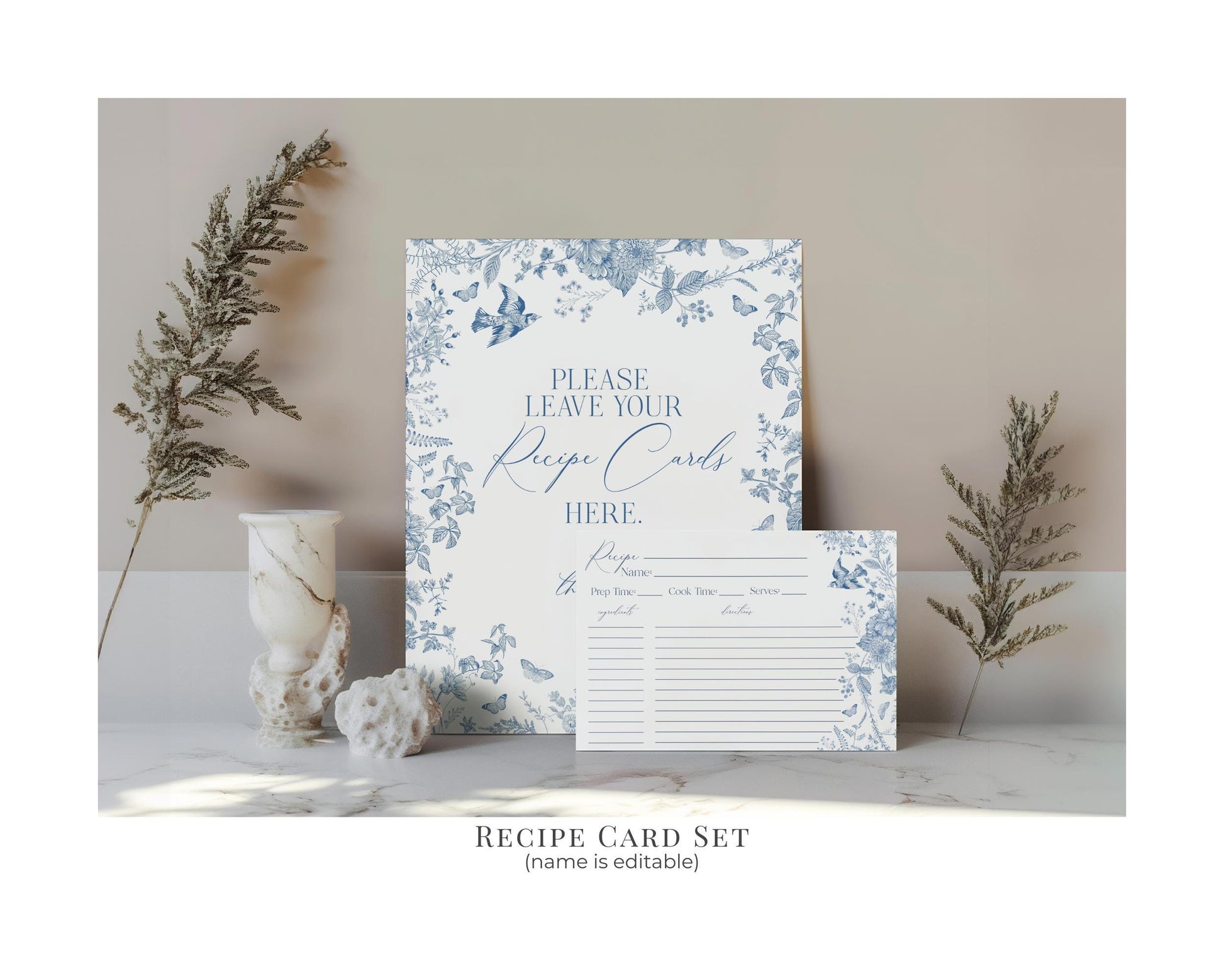 Blue Toile De Jouy Bridal Shower Printable Bundle, Something Blue Before I Do French Chinoiserie Spring Wildflower Bridal Brunch wp1004