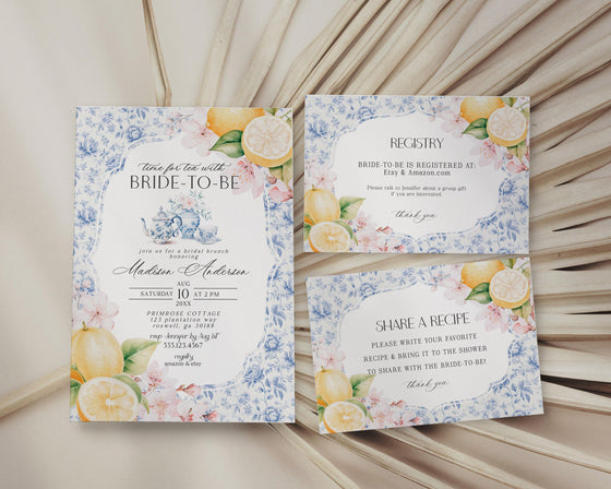 Blue Chinoiserie Tea Bridal Shower Printable Bundle, High Tea Party for Bridesmaids Bridal Tea, Blue Willow Toile English Garden Party